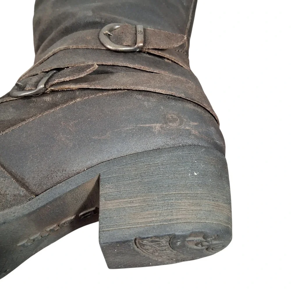 BORN Moanna Brown Suede Leather Tall Riding Boots with Buckle Women's 11 Western